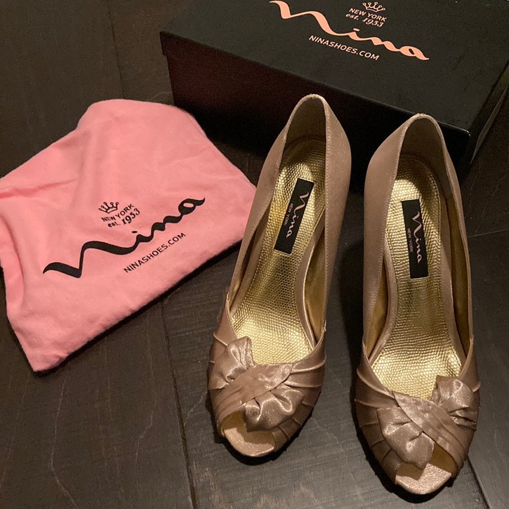 Prom satin gold heels